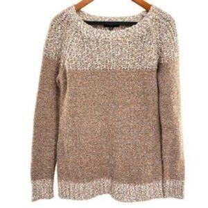 Fate Clairina Women's Textured Knit Taupe Crewneck Sweater